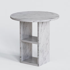 Marble Nook Side Table made of Italian Carrara marble in white background