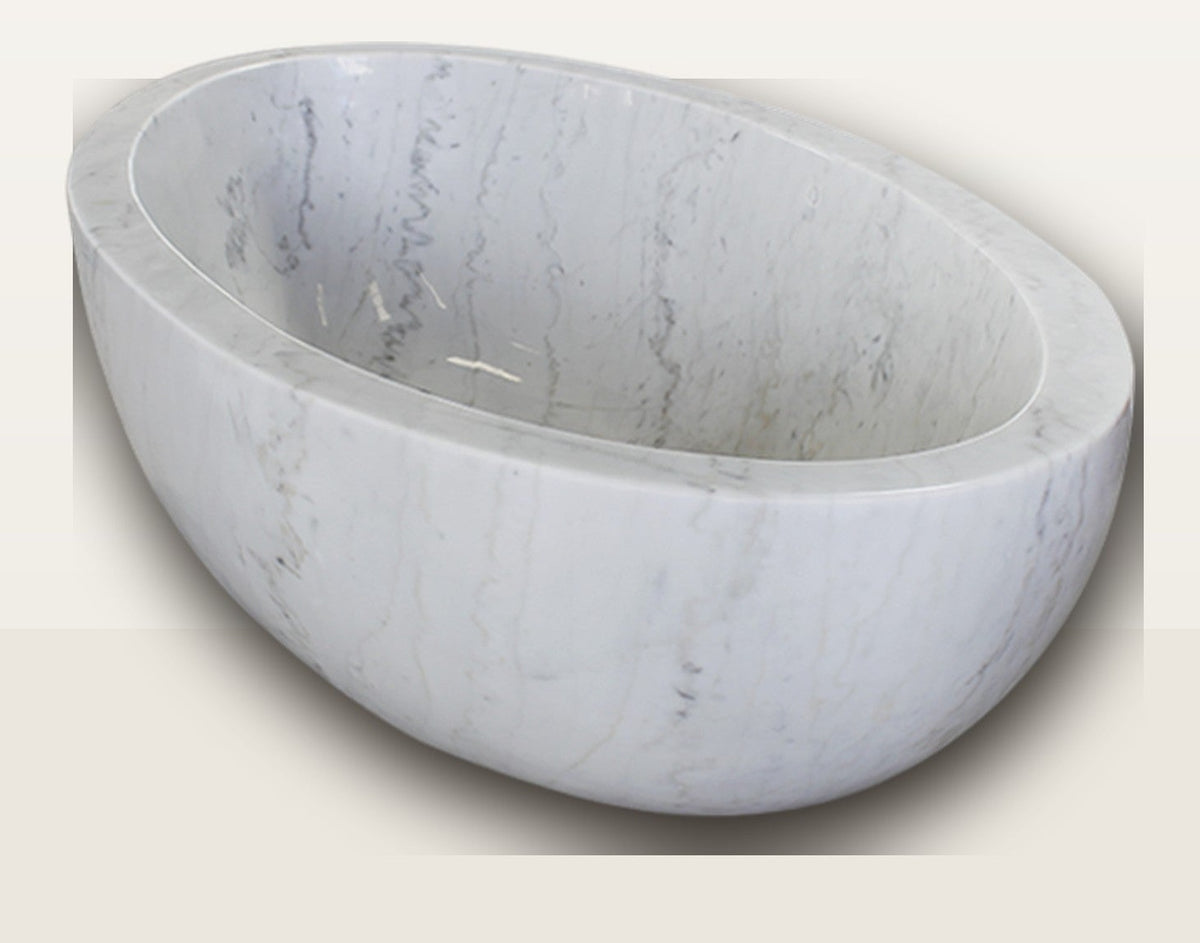 Mira BT-031A Ivory Cloud Marble bathtub, original product reference view; source photograph reframed without changing the stone, rim or silhouette