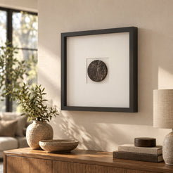 RoundHaven Wall Frame Decor, Spanish Emperador Marble, single configuration in a warm naturally lit oak interior