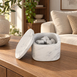 SquareSoft Aroma Diffuser, Italian Carrara Marble, single configuration in a warm naturally lit oak interior