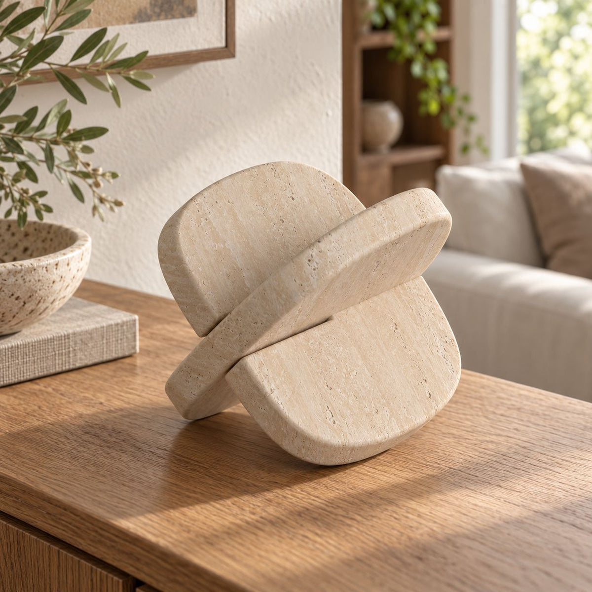 SquareSoft Marble Decor, Italian Classico Travertine, single configuration in a warm naturally lit oak interior
