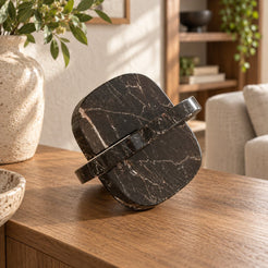 SquareSoft Marble Decor, Spanish Emperador Marble, single configuration in a warm naturally lit oak interior