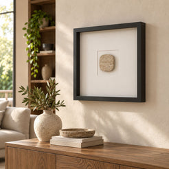 SquareSoft Wall Frame Decor, Italian Classico Travertine, single configuration in a warm naturally lit oak interior