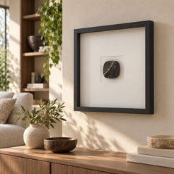 SquareSoft Wall Frame Decor, Spanish Emperador Marble, single configuration in a warm naturally lit oak interior