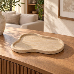CloudDream Decorative Tray, Italian Classico Travertine, single configuration in a warm naturally lit oak interior