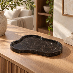 CloudDream Decorative Tray, Spanish Emperador Marble, single configuration in a warm naturally lit oak interior