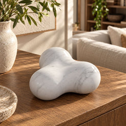 CloudDream Marble Decor, Italian Carrara Marble, single configuration in a warm naturally lit oak interior