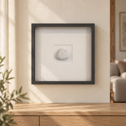 ZenPebble Wall Frame Decor in Italian Carrara Marble in warm natural home light, one complete product