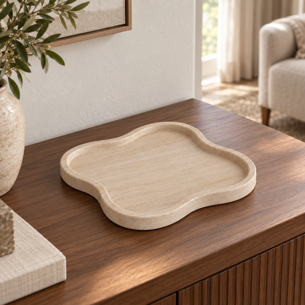 LakeMist Decorative Tray, Lifestyle view 2 in warm natural light
