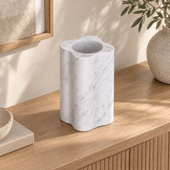 LakeMist Decorative Vases, high left three-quarter, warm natural light in a premium home interior