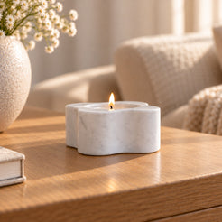 LakeMist Candle Holders, eye level opposite side, warm natural light in a premium home interior