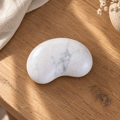 PeaPod Marble Decor, direct overhead bean plan, warm natural light in a premium home interior