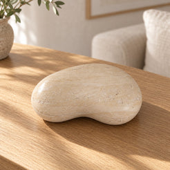 PeaPod Marble Decor, Italian Classico Travertine, single configuration in a warm naturally lit oak interior