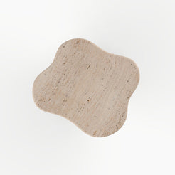 AeroCloud 100% Solid Travertine Side Table, handcrafted from Italian Classico Stone with a modular design.