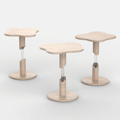 Front view of AeroCloud Side Table, showing split stone legs connected with a hidden resin core.