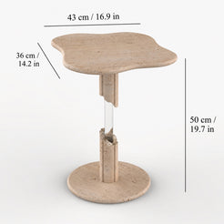OIXDESIGN AeroCloud travertine side table size and dimensions in cm and inches
