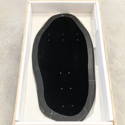 Actual AquaFlow Black Marquina marble tabletop underside secured inside protective packing