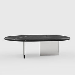 Black Marquina marble tabletop detail on the AquaFlow coffee table