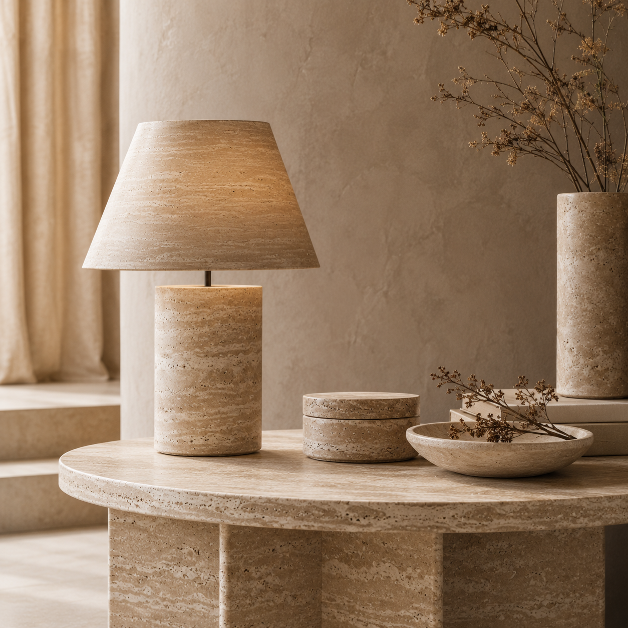Stone lamp and decor styling that reflects OIXDESIGN artisan craftsmanship