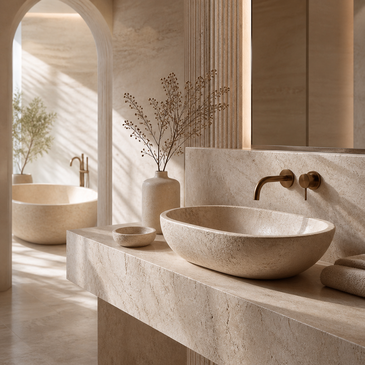 OIXDESIGN natural stone bathroom interior for residential and hospitality spaces