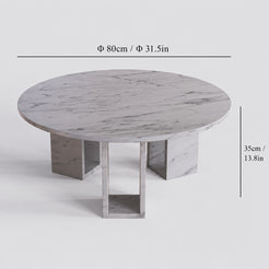 OIXDESIGN MarbleNook Carrara White marble coffee table size and dimensions in cm and inches
