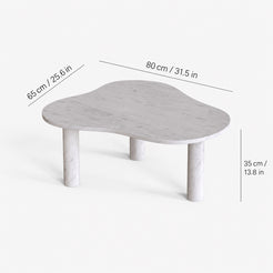 OIXDESIGN CloudDream Carrara white marble coffee table size and dimensions in cm and inches