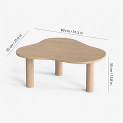 OIXDESIGN CloudDream travertine coffee table size and dimensions in cm and inches