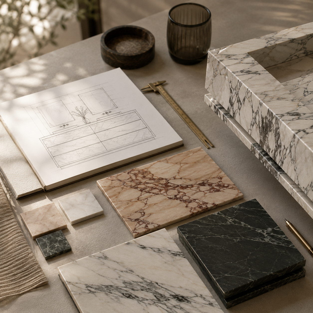 Custom stone vanity options for residential hospitality and project use by OIXDESIGN
