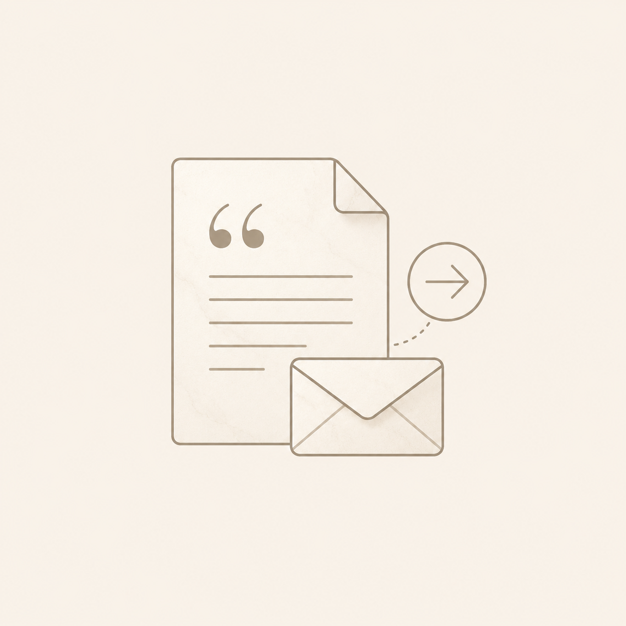 Quote document and email icon for custom stone project pricing, next steps, and email follow-up by OIXDESIGN.