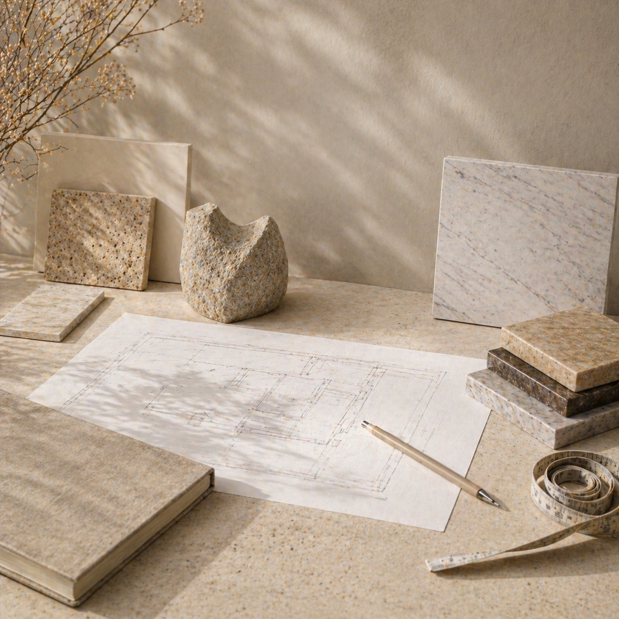 OIXDESIGN custom stone design studio still life for project inspiration