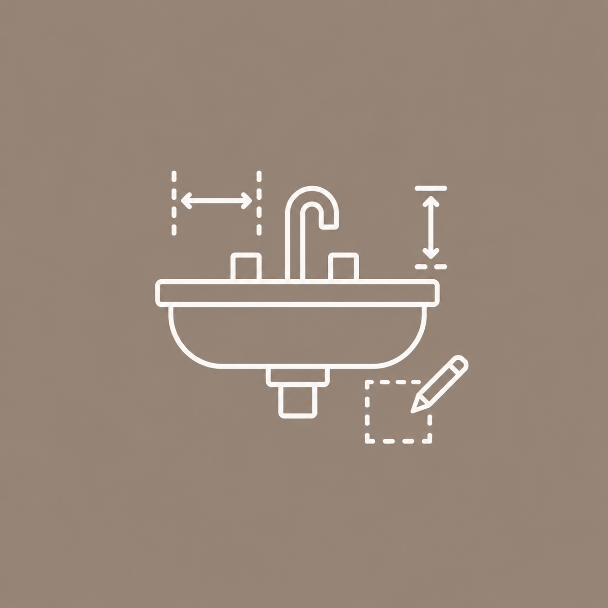 Minimalist icon-style illustration showing OIXDESIGN custom stone sink options