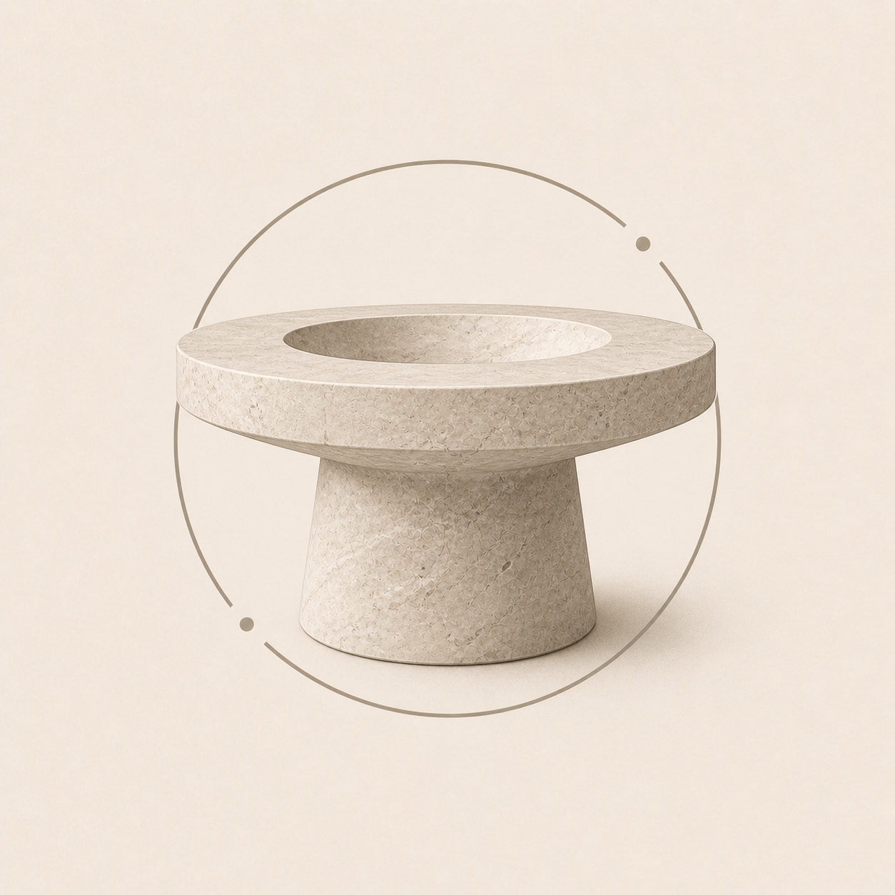 Minimal icon of a sculptural natural stone form representing design integrity at OIXDESIGN
