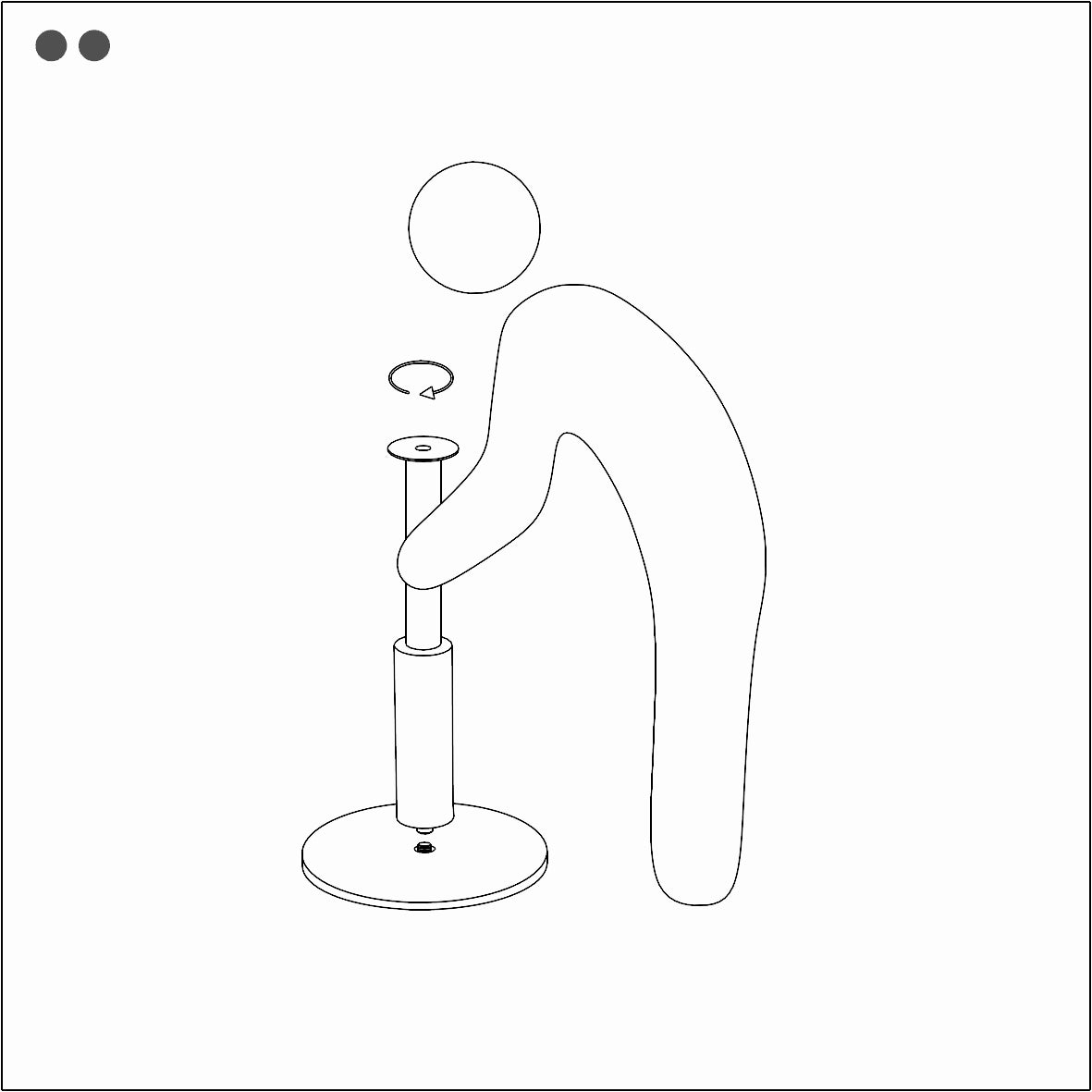 Line-style assembly diagram showing modular stone support panels aligning with the base structure during dining table assembly.
