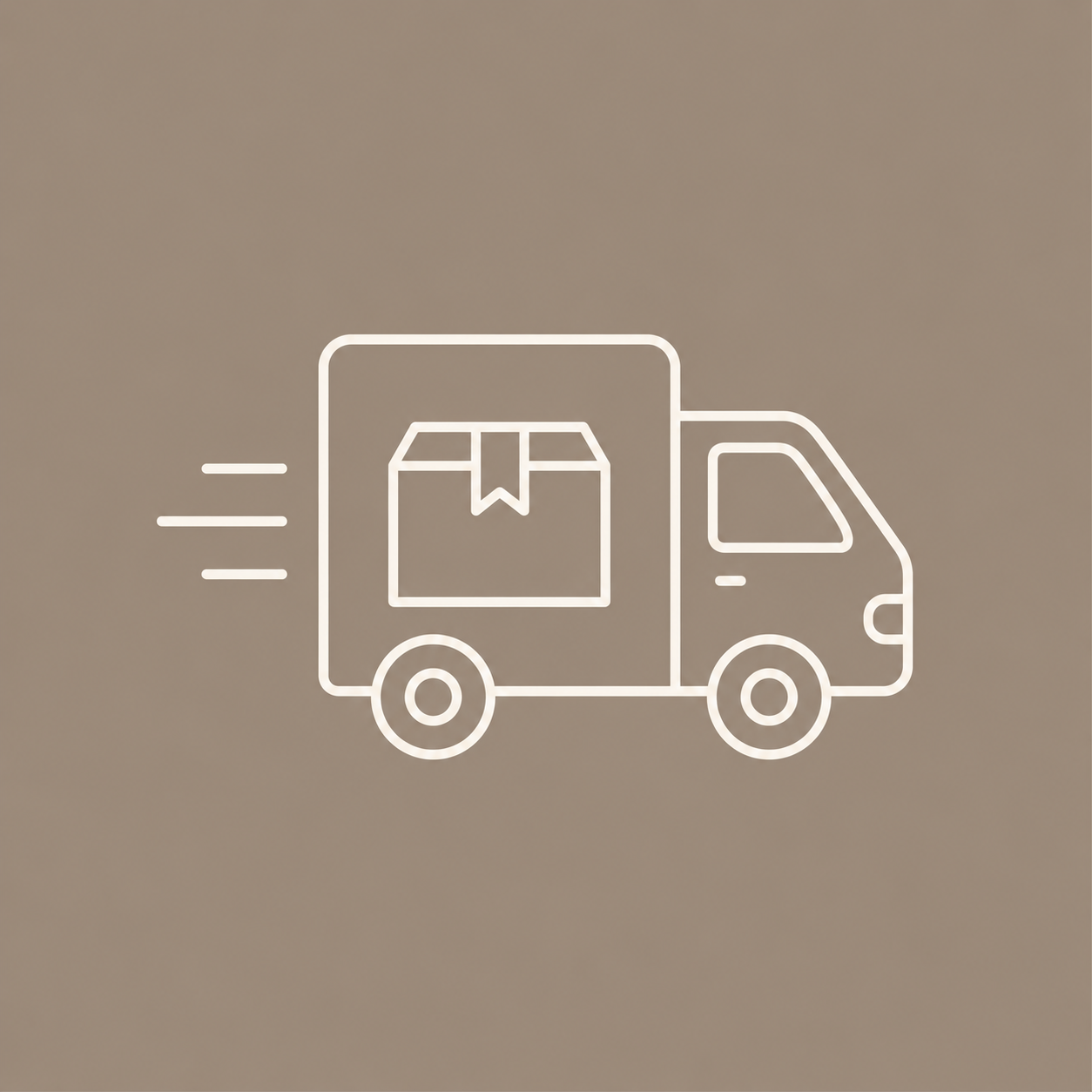 Minimal delivery truck icon representing OIXDESIGN free door-to-door delivery support.