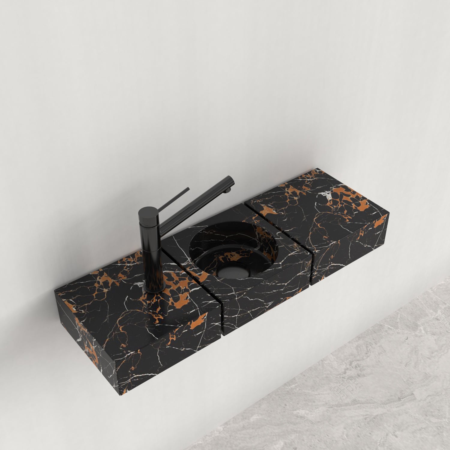Eira Rectangular Wall-Mounted Galaxy Marble Sink