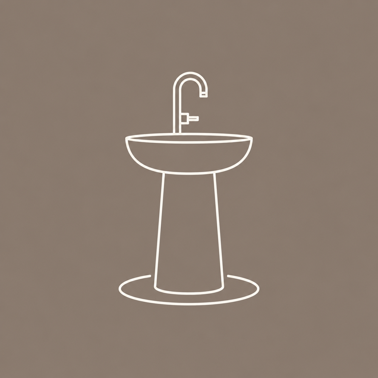 Minimal line icon of a freestanding natural stone pedestal sink for refined powder rooms and hospitality bathrooms by OIXDESIGN