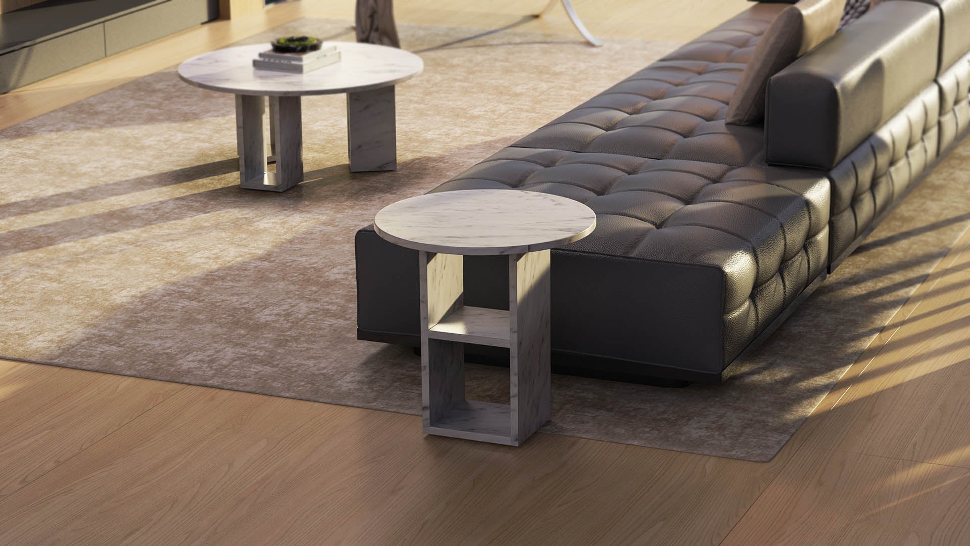 OIXDESIGN Marble Nook Side Table made of Italian Carrara marble