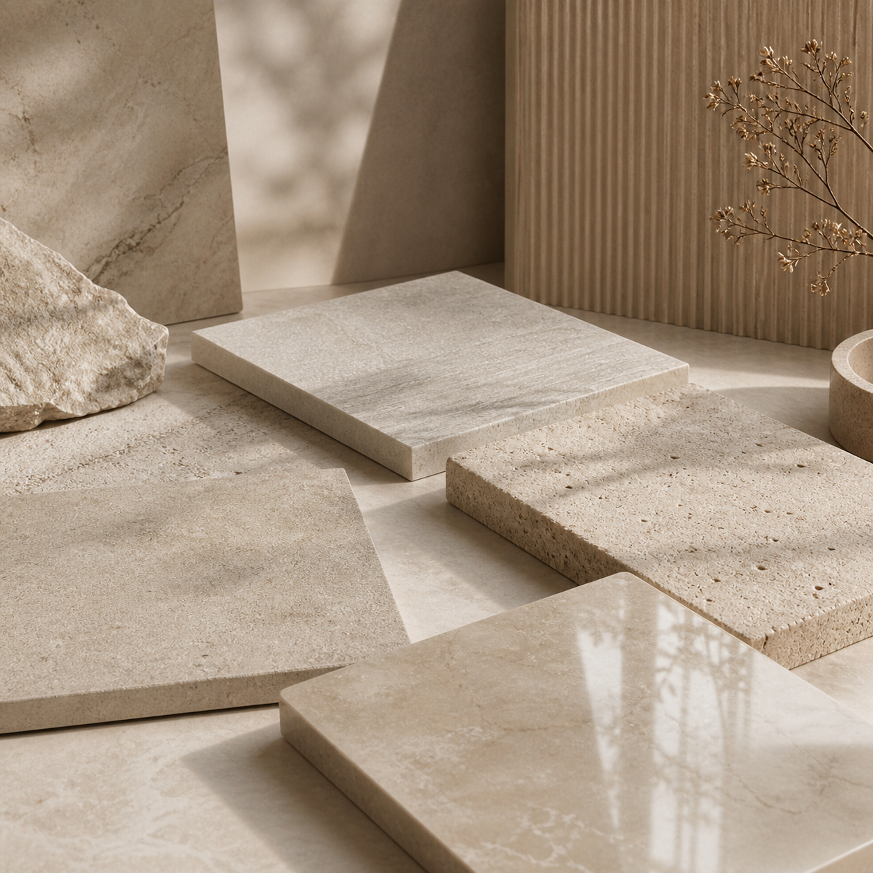 OIXDESIGN natural stone variation showing texture, veining, and surface character in soft natural light
