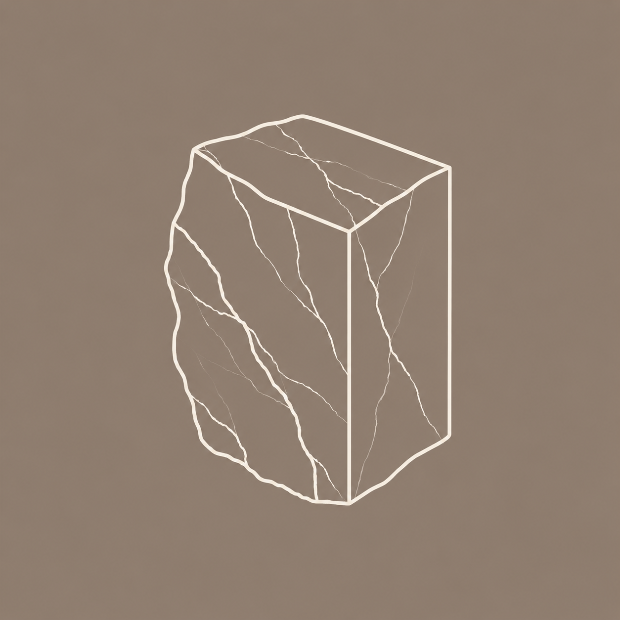 Minimal natural stone icon representing OIXDESIGN 100% solid stone bath products.