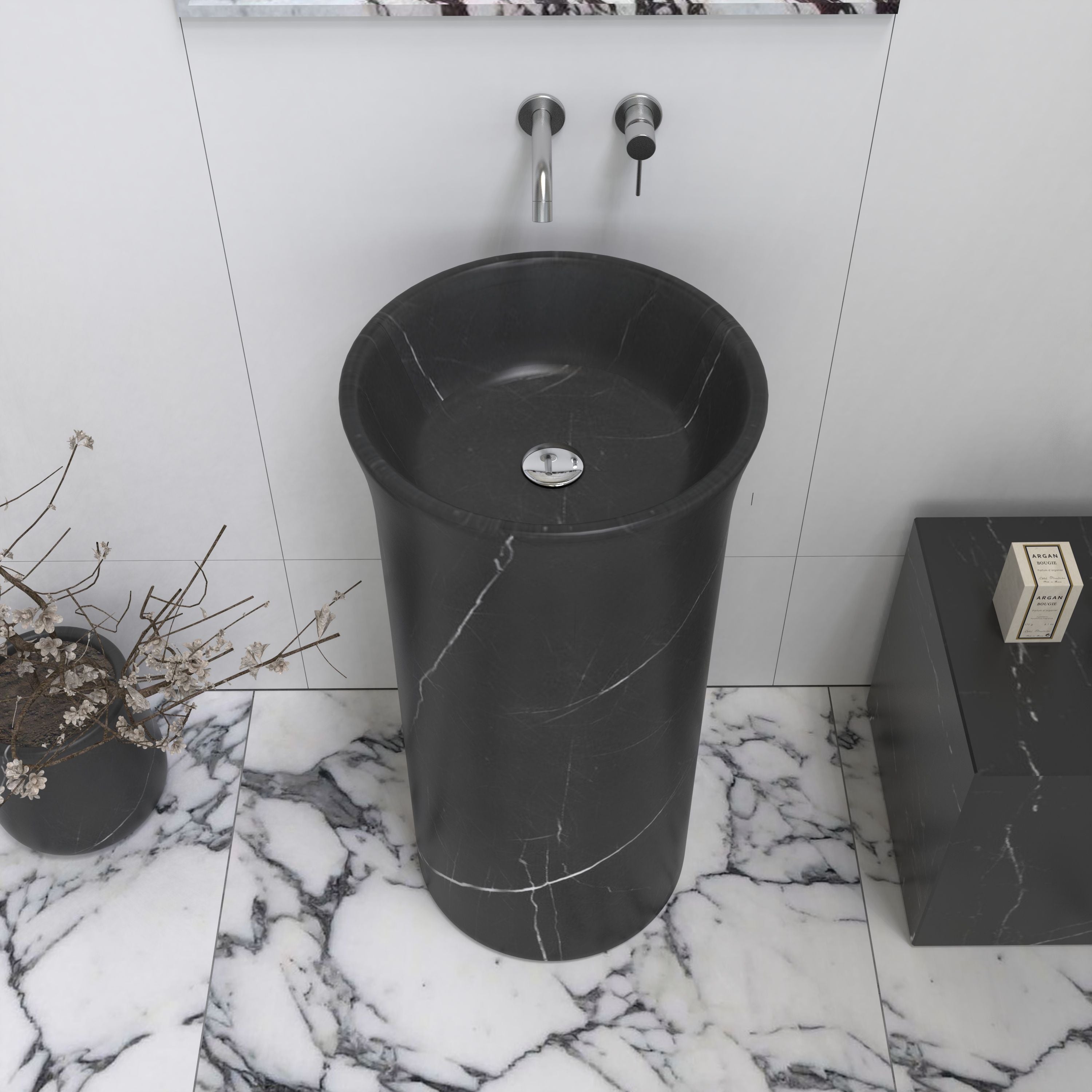 Pamala Portoro Marble Pedestal Sink