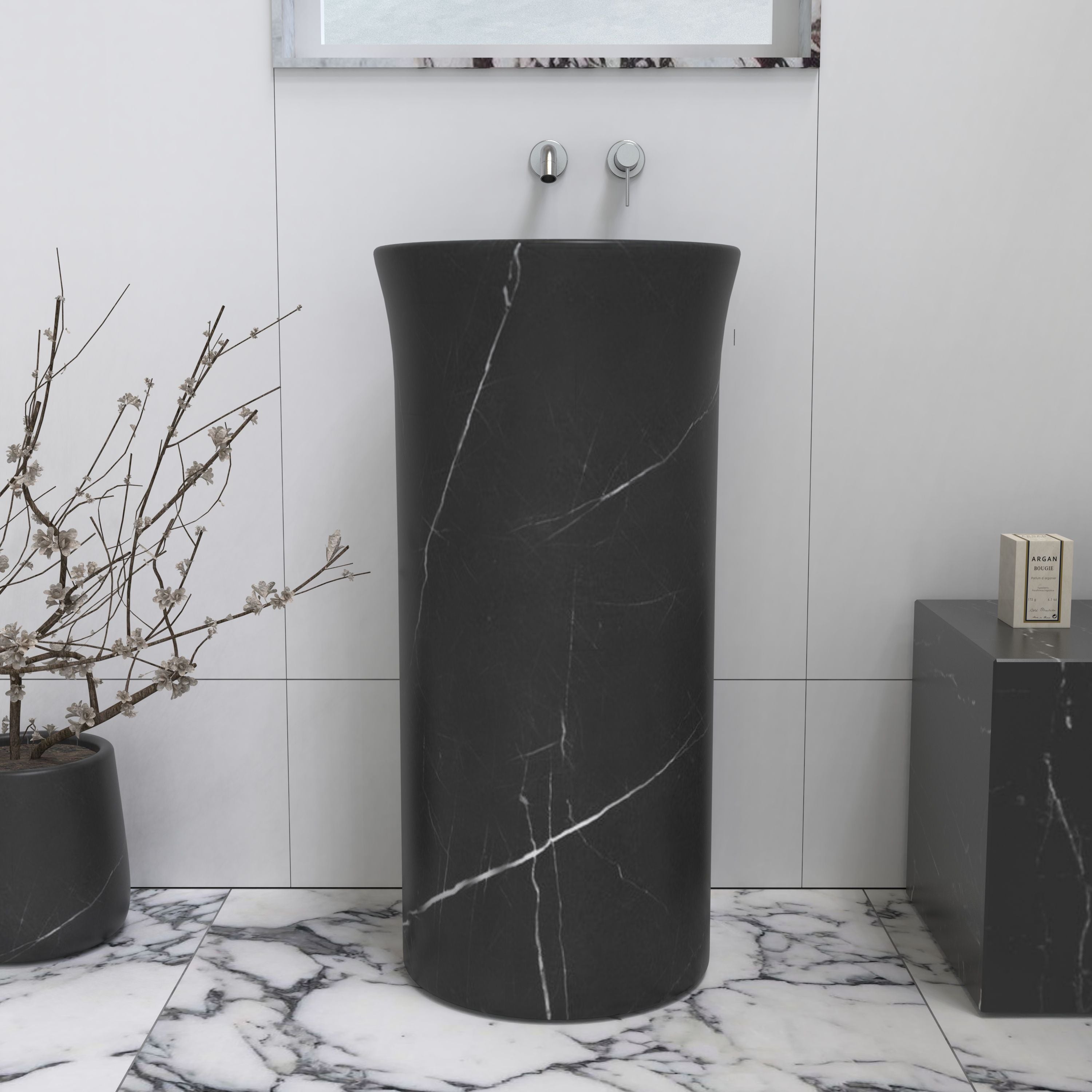Pamala Portoro Marble Pedestal Sink