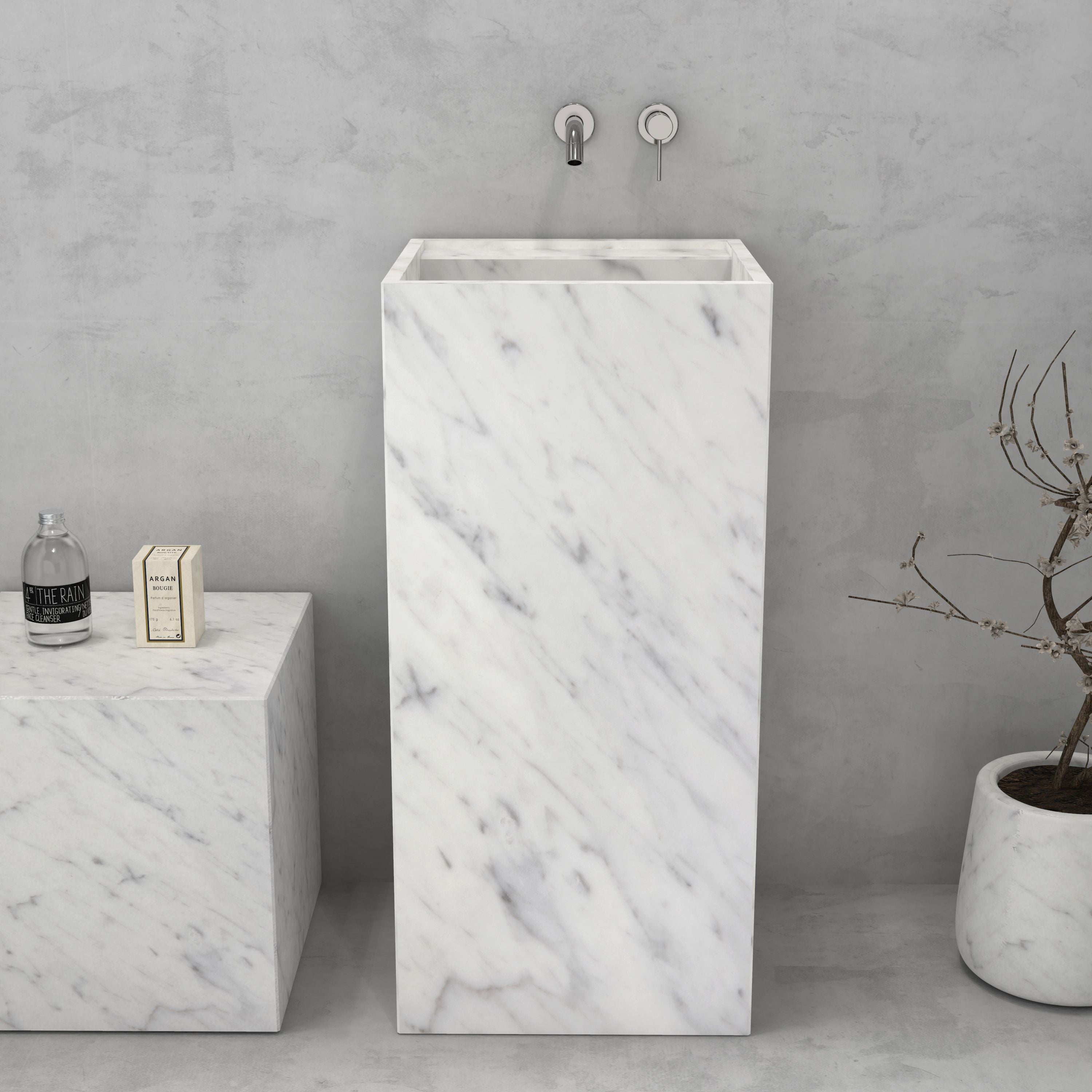 Panini Carrara Marble Pedestal Sink