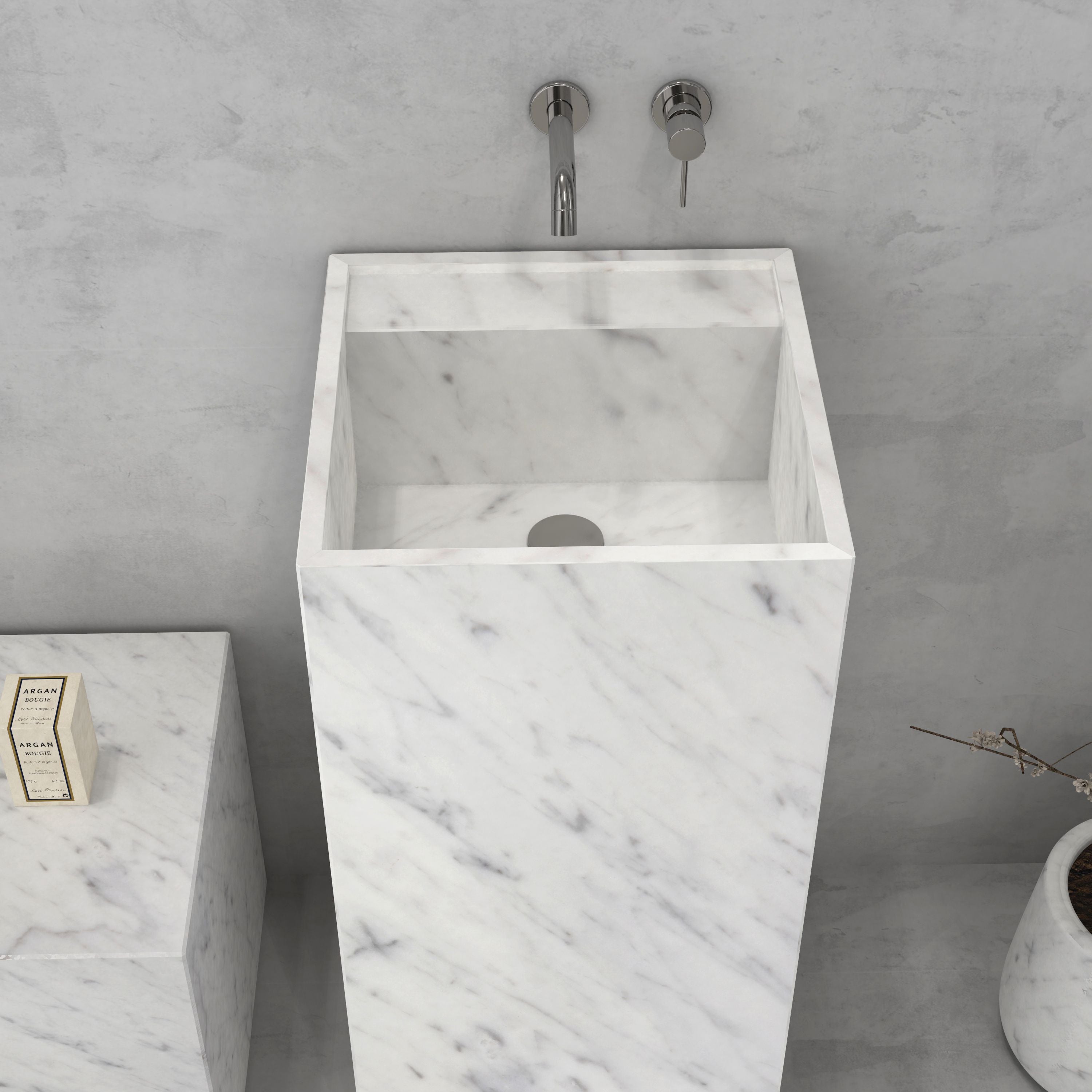 Panini Carrara Marble Pedestal Sink