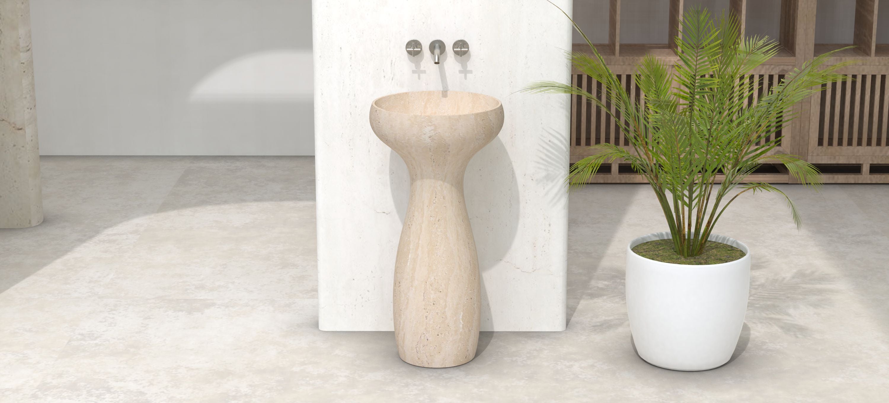 Pava Travertino Romano Pedestal Sink