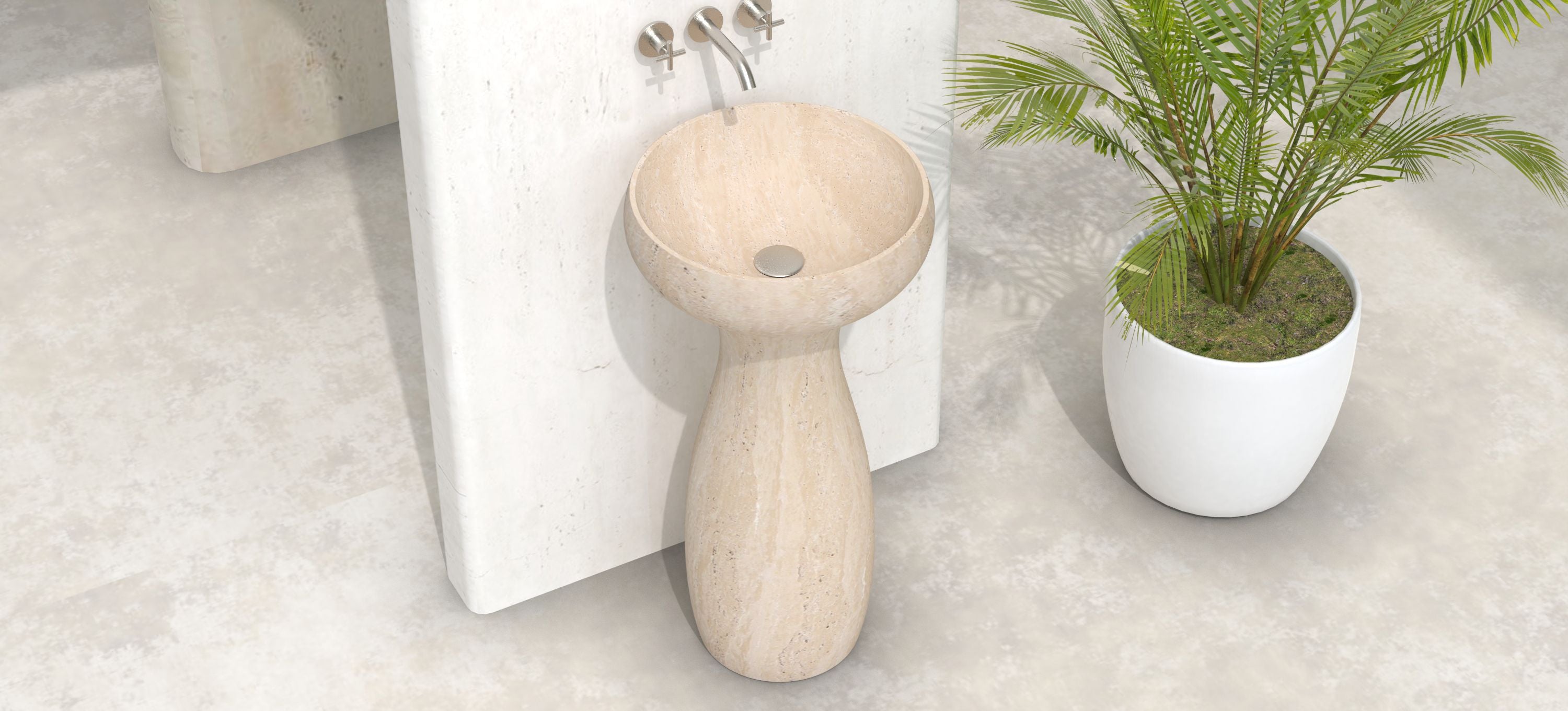 Pava Travertino Romano Pedestal Sink