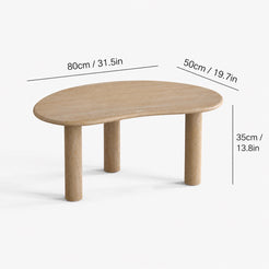 OIXDESIGN PeaPod travertine coffee table size and dimensions in cm and inches