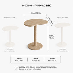 OIXDESIGN PeaPod classico travertine side table standard and custom size dimensions in cm and inches