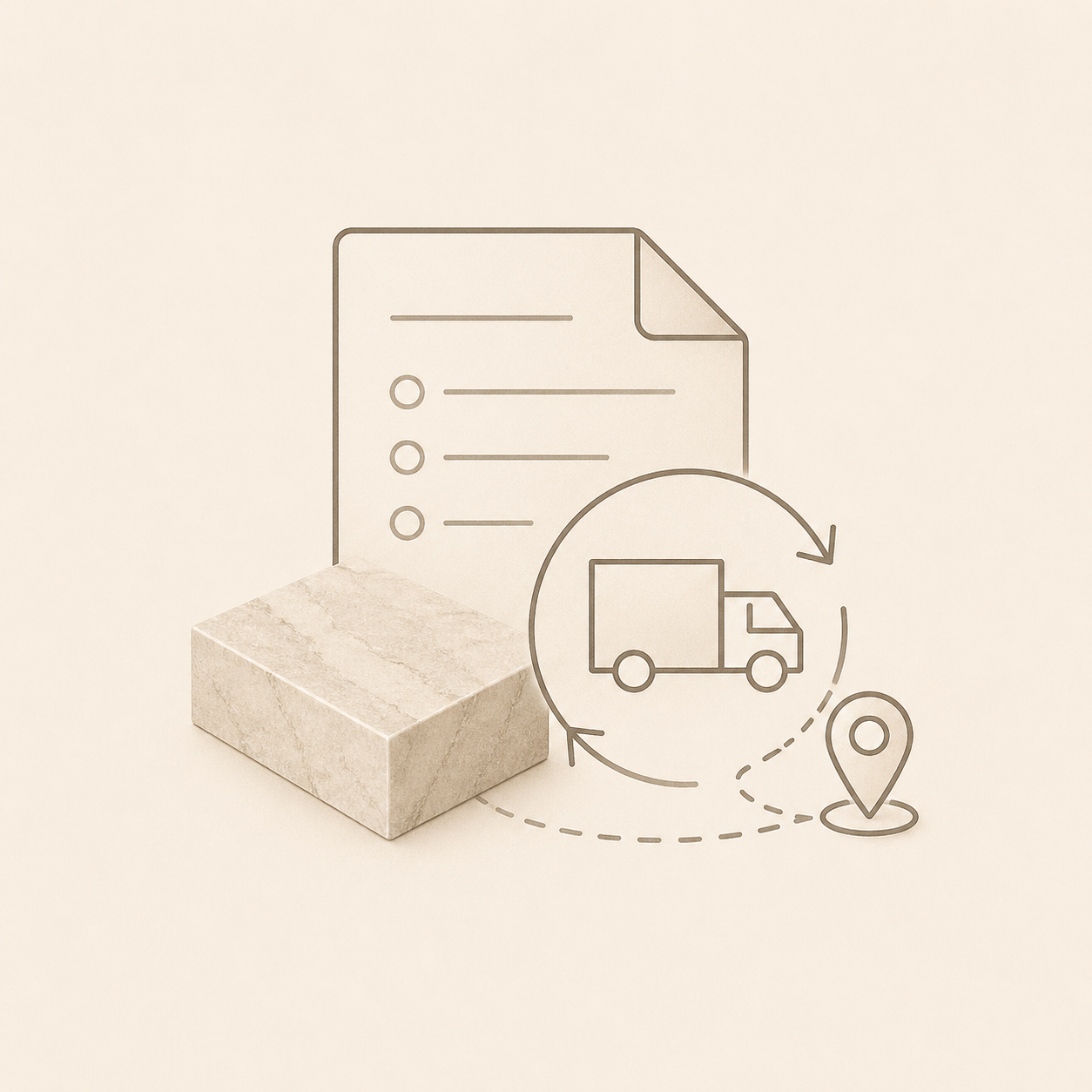 Minimal icon of project logistics and delivery planning representing project-ready support at OIXDESIGN