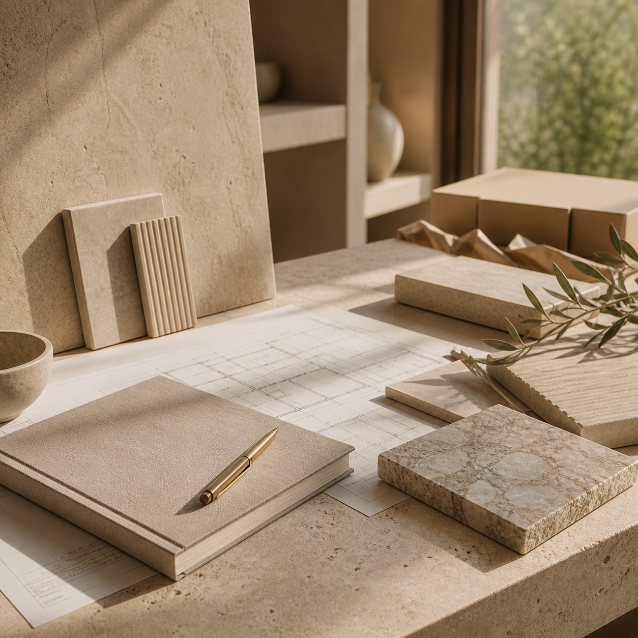 OIXDESIGN projects and trade resource image with natural stone workspace details