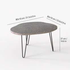 OIXDESIGN RiverStone natural river stone coffee table size and dimensions in cm and inches